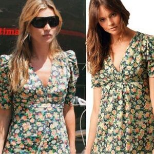 Rare Vintage Topshop x kate moss pansy Floral top with V-Neck